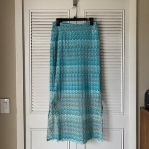 Cato Crochet-like Mermaid Aqua Floor Length Skirt | Size S